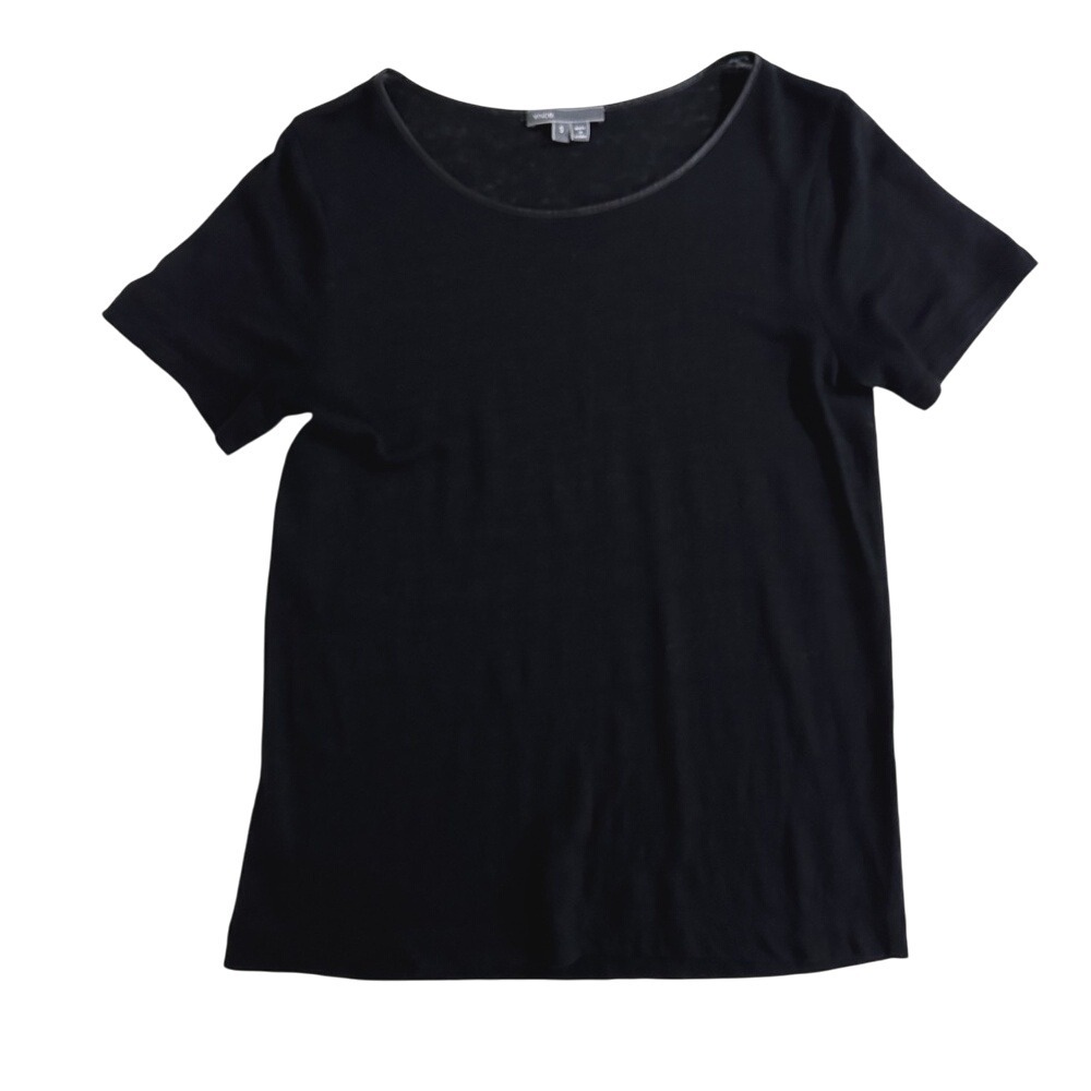 Vince T-Shirt Black Linen‎ Blend S